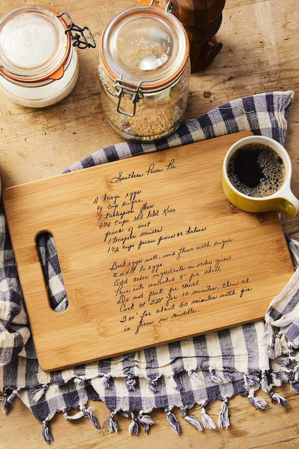 Handwritten recipe wooden cutting board is one of the best personalized holiday gifts | Cool Mom Picks Holiday Gift Guide