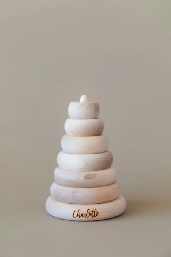 Beautiful wooden stacking toy from Tiny Moon | The Coolest First Birthday Gifts