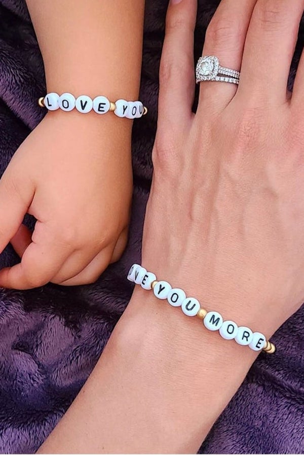 Love You Love You More mother-daughter bracelet set by Brooklyn Rose Beads | Cool kids gifts under $15