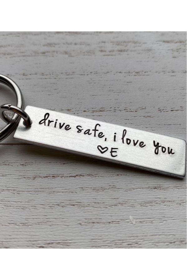 Best Valentine's gifts on Etsy for Teens: One27Designs' Drive Safe keychain