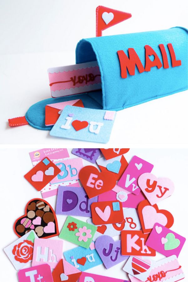 Best Valentine's gifts on Etsy for Kids: Happy Monster's felt mailbox and letters