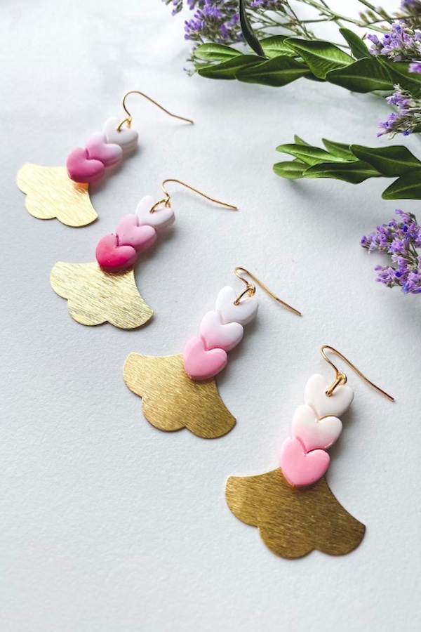 Best Valentines Gifts on Etsy for her: Fun, affordable ombre heart drop earrings from Naaz Design Co 