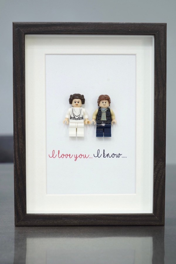 Best Valentine Gifts for him on Etsy:  Star Wars Minifig "I Love You" Art by Qutie Creative Designs