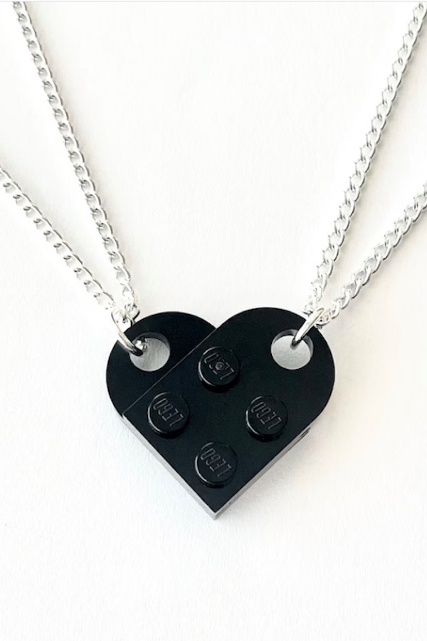 Best Valentine's gifts on Etsy for Teens: Hearts for Friendship LEGO heart necklace for two