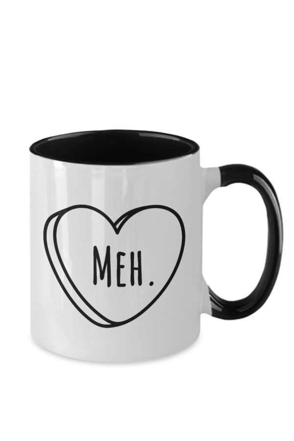 Anti Valentine's Day gifts: Meh heart mug from Paper Bag Design Studio