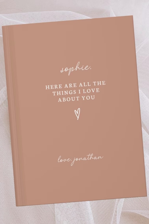 Best Valentine's Day gifts for her on Etsy: Personalized love notes journal from Lune Design Shop