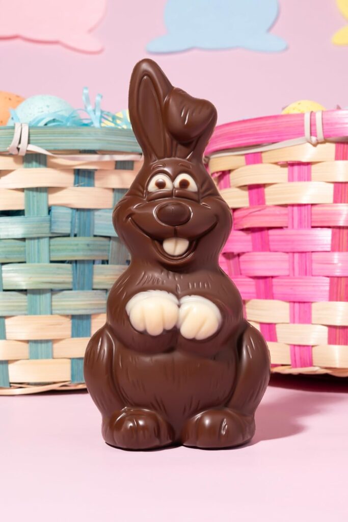 Allergy-friendly chocolate Easter bunny from No Whey! Foods: No milk, no nuts, no tree nuts, no gluten, no soy!