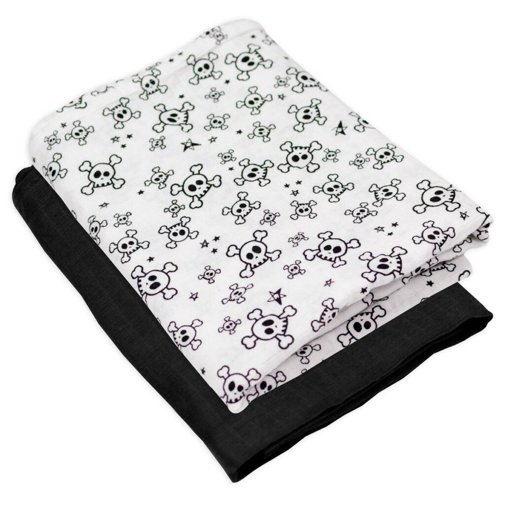 Unique baby gift ideas: Honest Baby Muslin Skull Blankets is a classic gift with a little edge