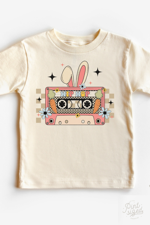 Hip Hop Retro Bunny toddler tee from Pint-Sized on Etsy: Affordable Easter Basket Ideas