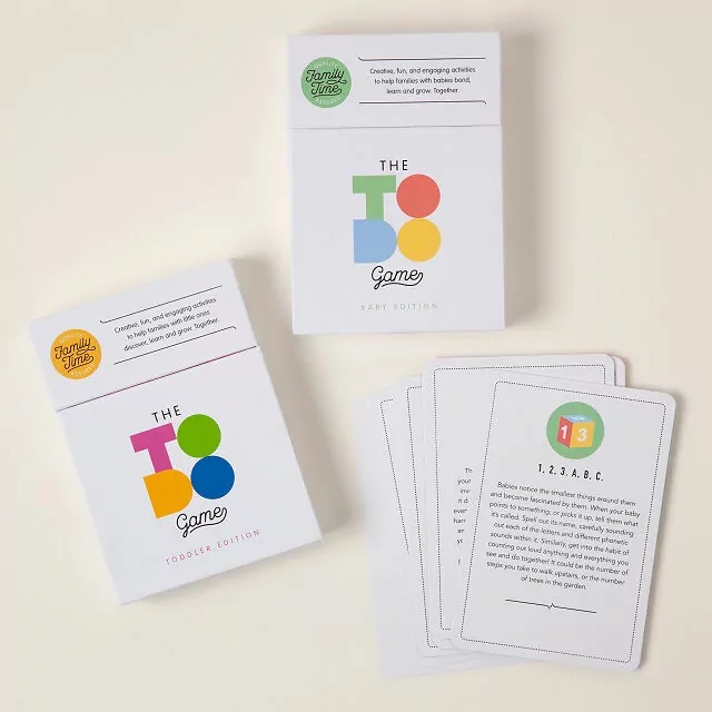 Unique baby gifts: The To-Do card sets are full of inspiring activities to help new parents and babies bond through play