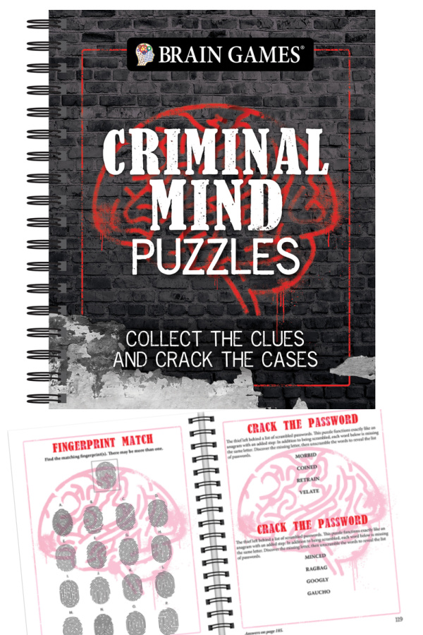 Coolest gifts for tweens: Brain Games Criminal Mind Puzzles book from PBS 