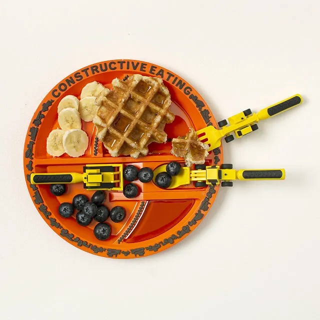 construction plate utensils and plate set: Best gifts for 2 year olds