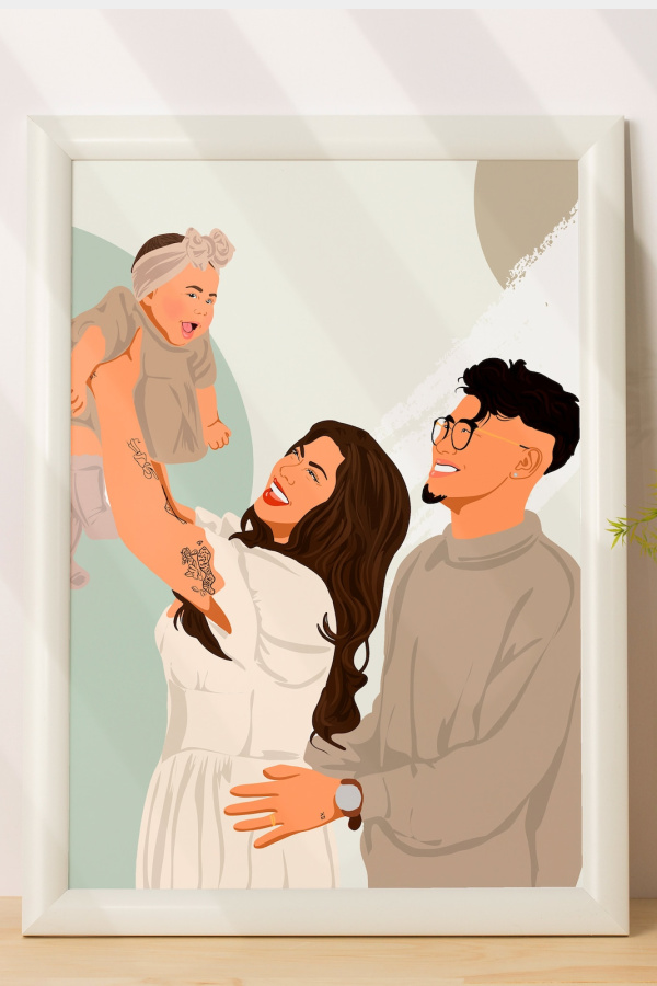Super fast, affordable custom family portrait art from a photo at BuBu Portrait: Incredible gift for mom, dad, grandparents, or anniversaries