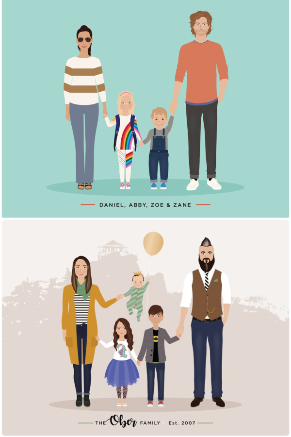 Custom illustrated family portraits from Henry James Paper Goods on Etsy | our all-time favorites!