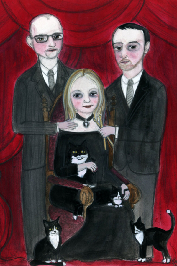 Custom family portraits from Blue Hour Studio look like Goth, Victorian, or Edwardian style paintings