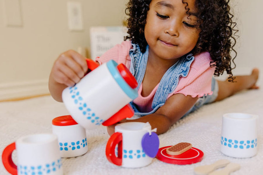 best gifts for 3 year olds, including this cute wooden tea set from Melissa & Doug