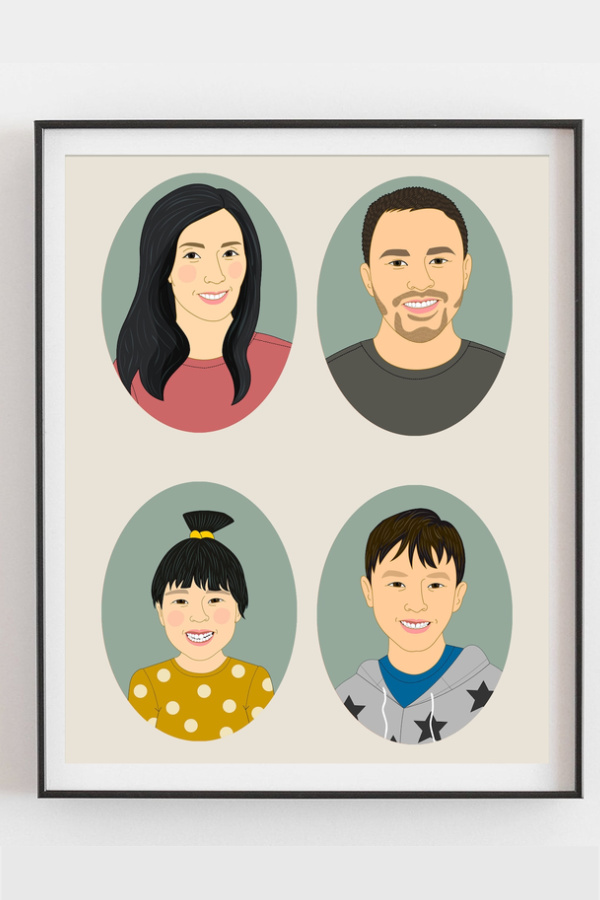 Modern Custom Family Portraits by Lili DiPrima: In separate ovals or all together
