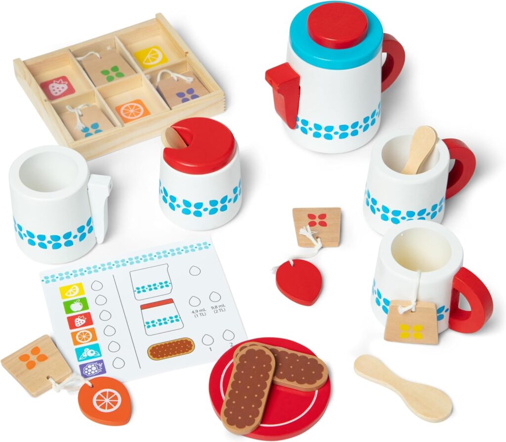 Wooden play tea seat from Melissa & Doug: 22-piece set at a fantastic price |} best gifts for 3 year olds