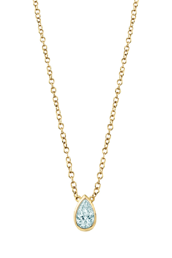 Symbolic keepsake jewelry for graduates: An aquamarine teardrop necklace from the Last Line, providing protection through life's storms