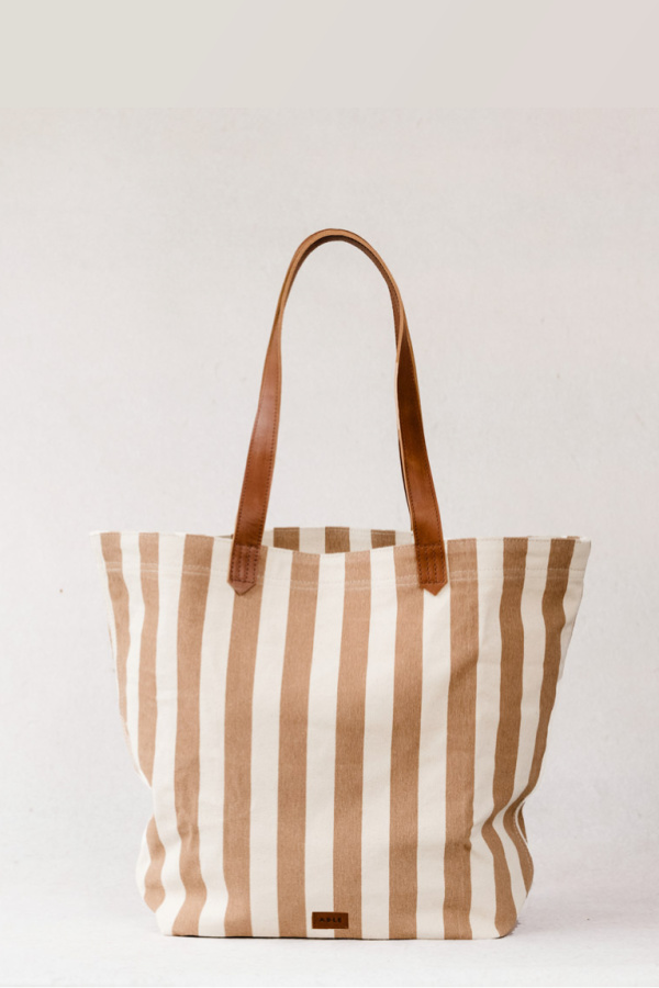 Canvas striped beach tote in the perfect neutral for summer, from Able. (On sale!)