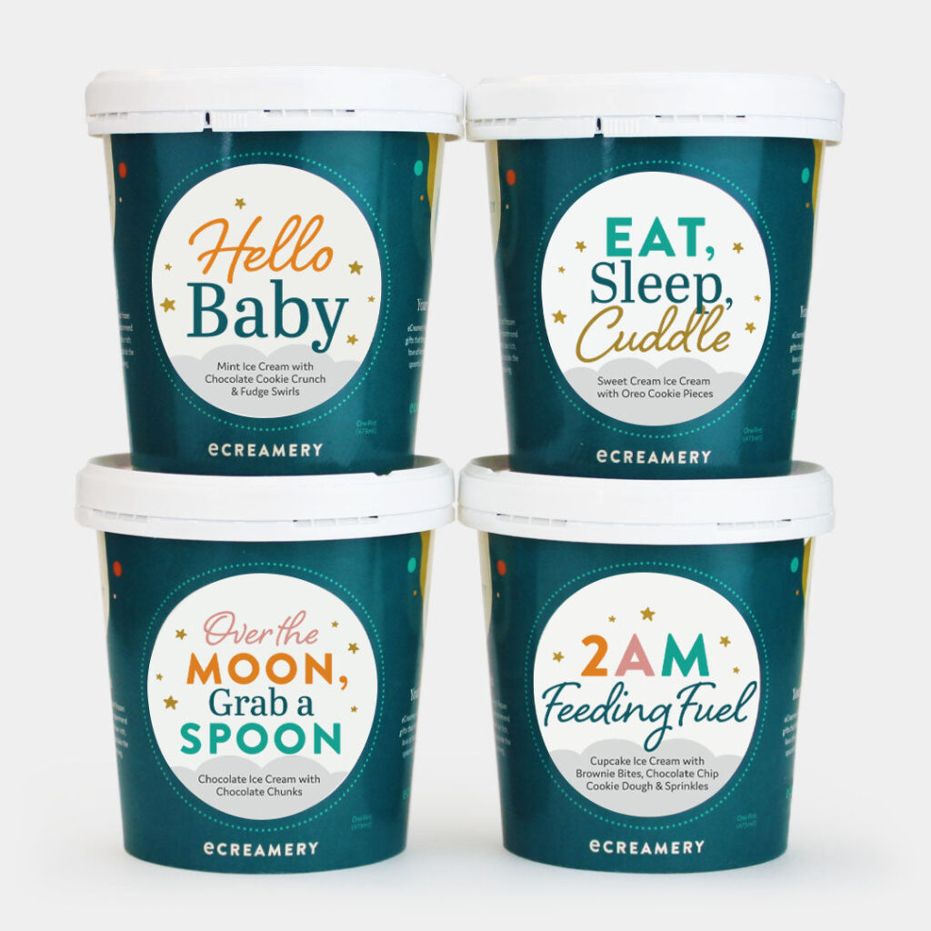 Best baby shower gifts under $75: New baby custom pint collection from eCreamery