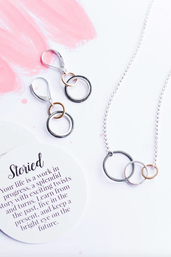 Symbolic jewelry gifts for grads: Storied Necklace from Fresh + Zero connecting the past, present and future