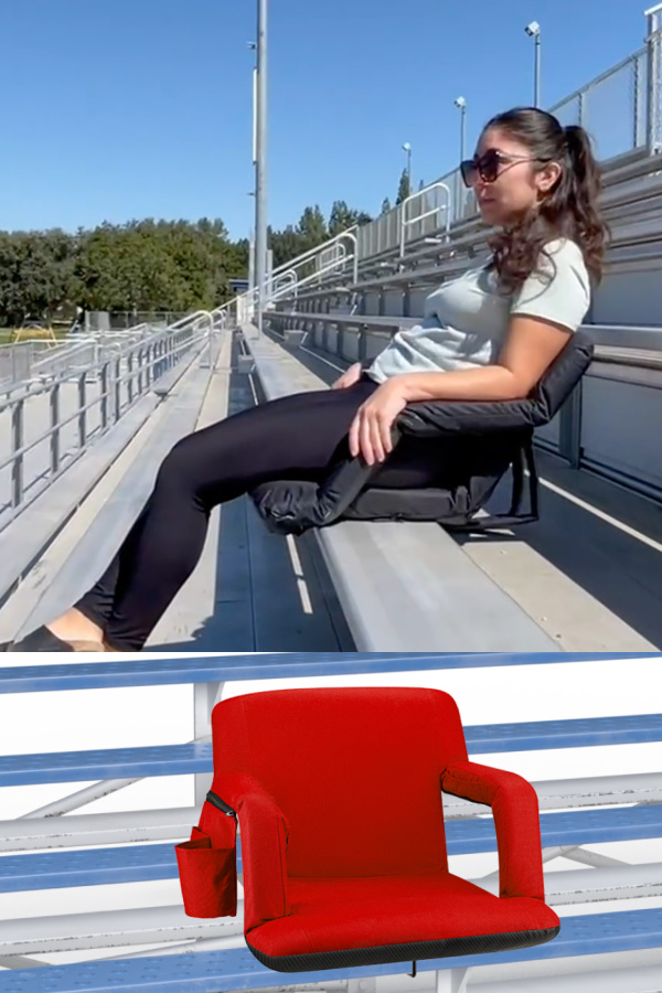 Alpcour Sports portable, reclining stadium seat is comfy for bleachers, waterproof, and lightweight for travel : Perfect for sporrs parents and fans!