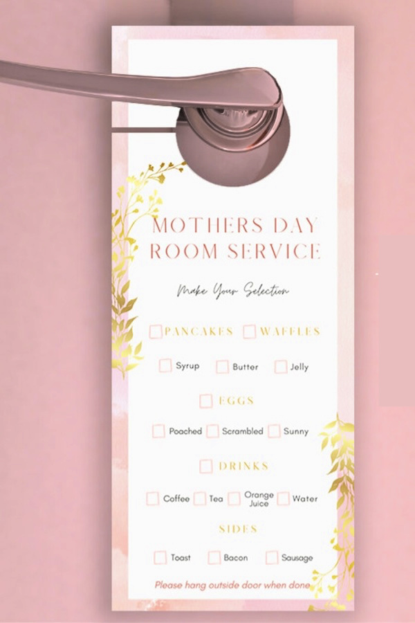 Printable Mother's Day room service door hanger: Last-minute Mother's Day gifts she'll love