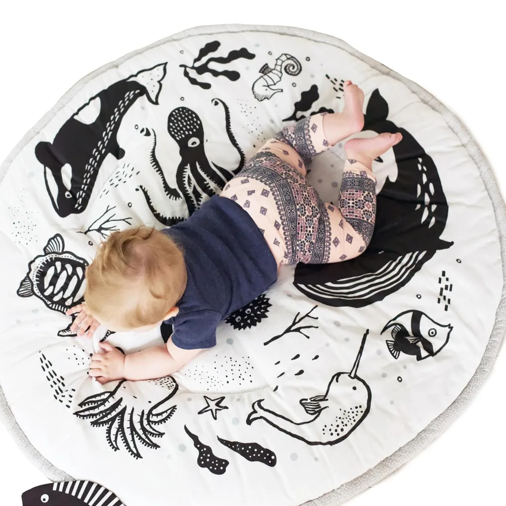 Best baby shower gifts under $100: Wee Gallery cotton muslin ocean playmate Best baby shower gifts under $100: Wee Gallery cotton muslin ocean playmate
