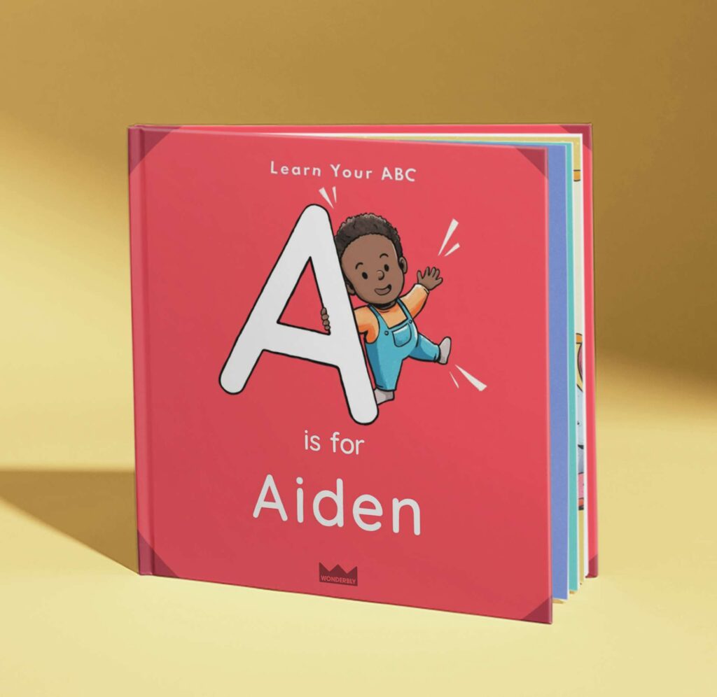 Unique baby gifts: Personalized alphabet book with their name and likeness from Wonderbly