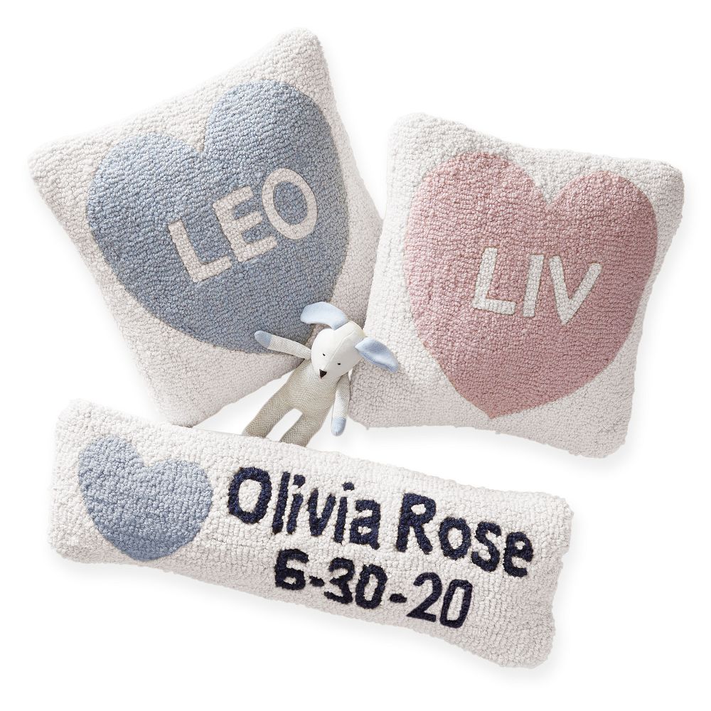 Best personalized baby gifts: Hand-hooked pillows from Mark & Graham