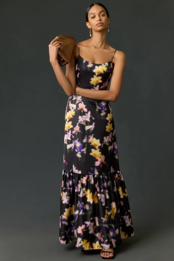 Flowy floral dresses for summer weddings: ML Monique Lhuillier Sleeveless Floral Maxi Dress