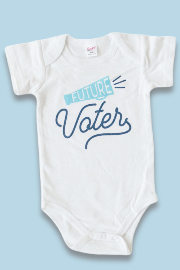 Feminist activist and future voter baby onesies at Sweetpa & Co