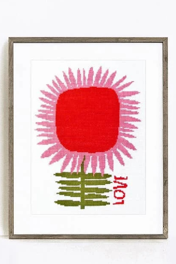 Lisa Congdon LOVE art Cross Stitch Kit now at Subversive Cross Stitch