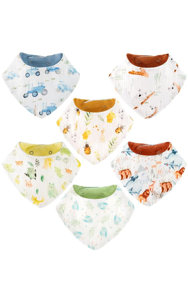 Muslin baby bibs: 6 for under $15 | Best budget baby gifts