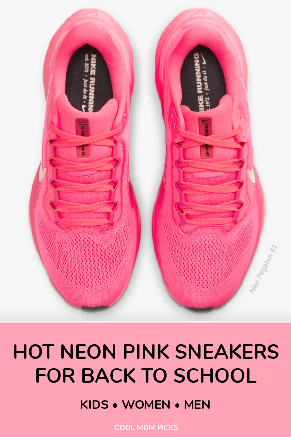 Fresh Olympic-inspired pink neon sneakers for back to school shopping: Sizes for kids, teens, and adults | cool mom picks