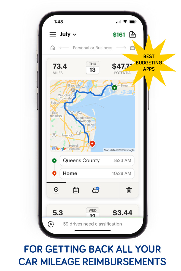 10 best budgeting apps: MileIQ mileage tracker for getting every penny from travel reimbursements 