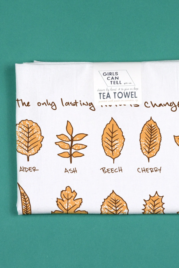 Fall leaves dishtowel from Etsy from Girls Can Tell