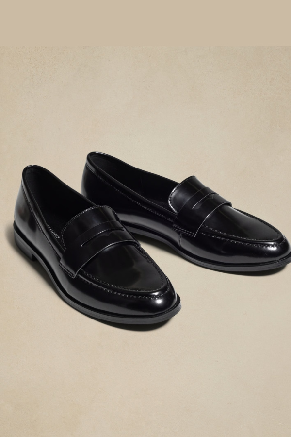 Fall 2024 shoe trends steals under $75: Black penny loafer from Banana Republic Factory