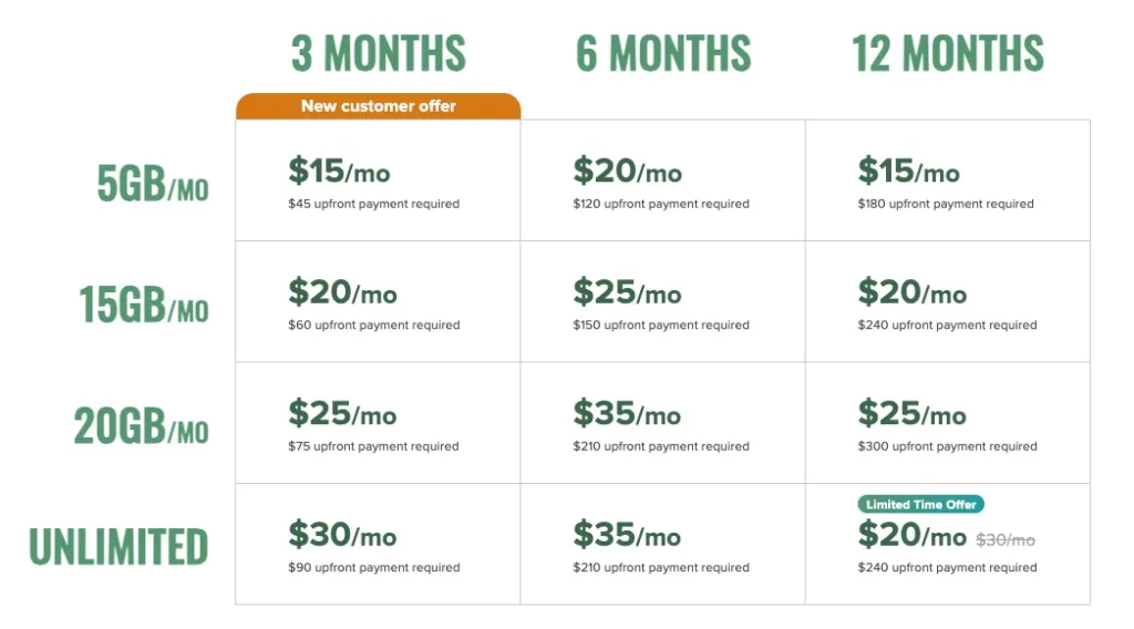 MintMobile Plan Options