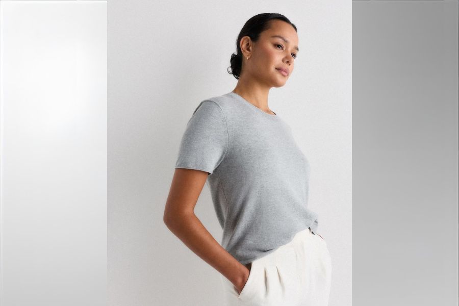 This $45 cashmere tee from Quince is actual luxury